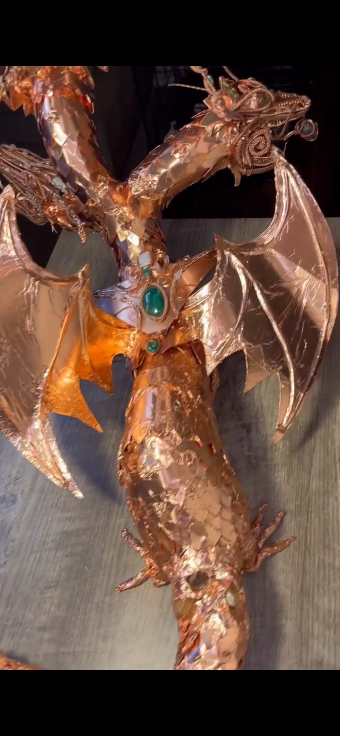 Copper dragon with crystals