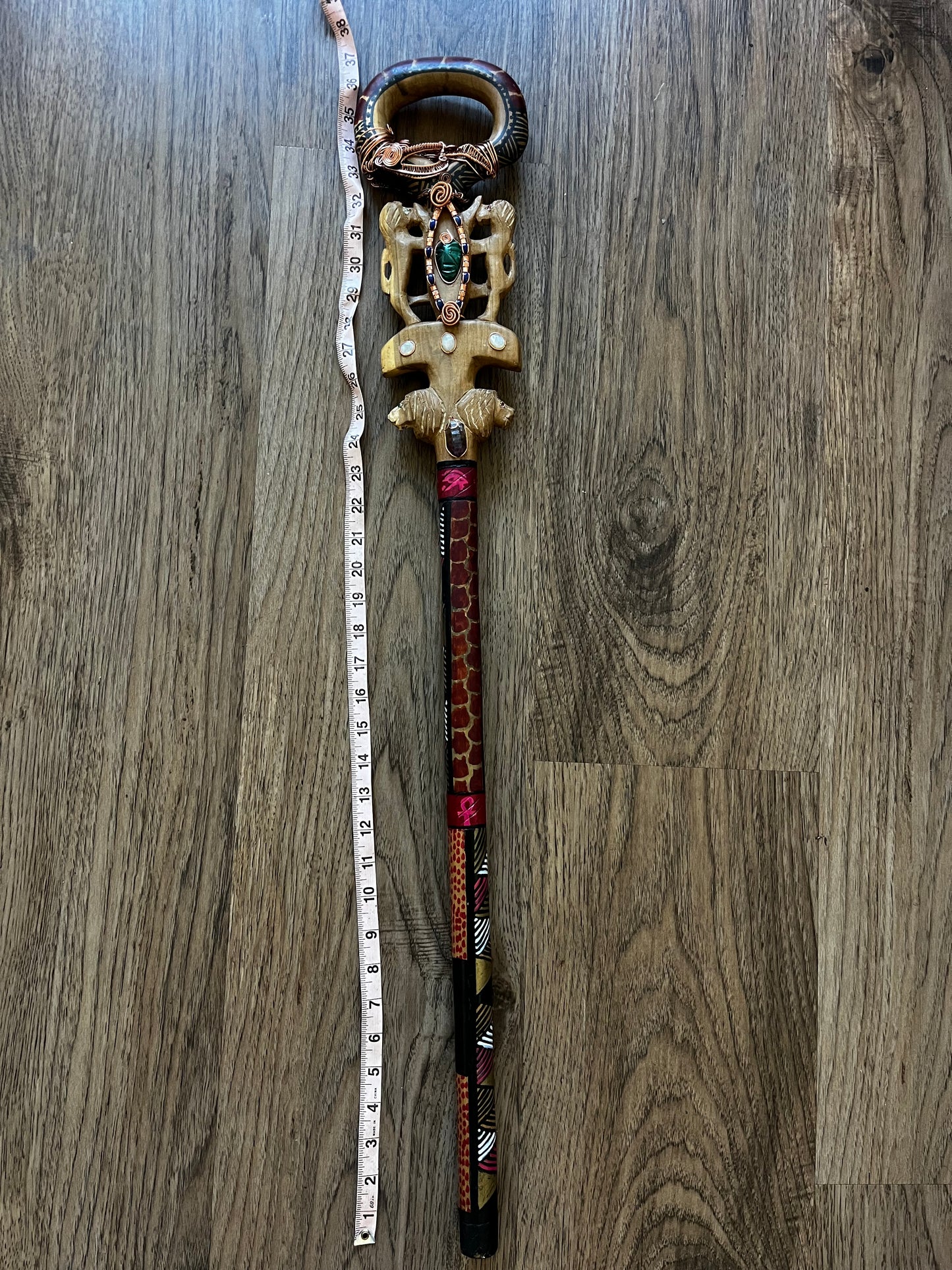 mahogany wood walking stick