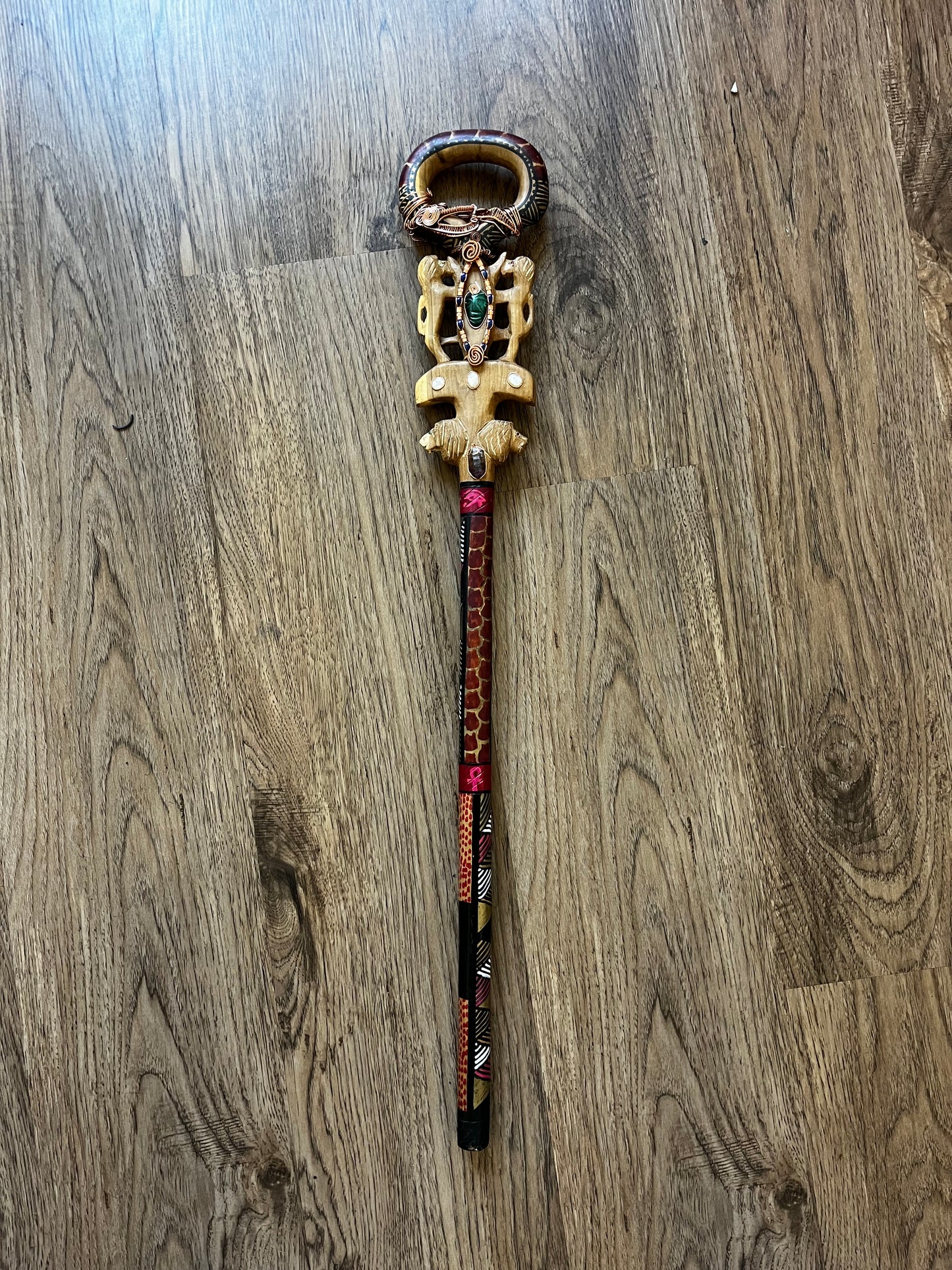 mahogany wood walking stick