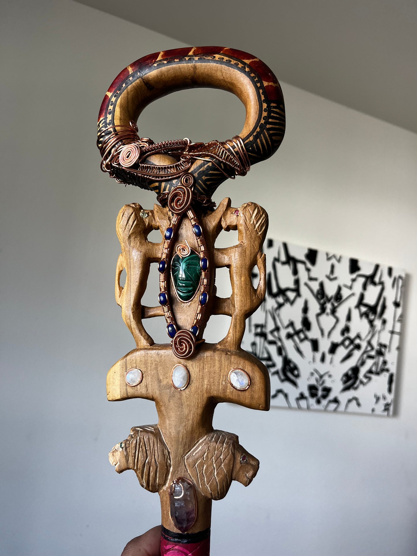 mahogany wood walking stick