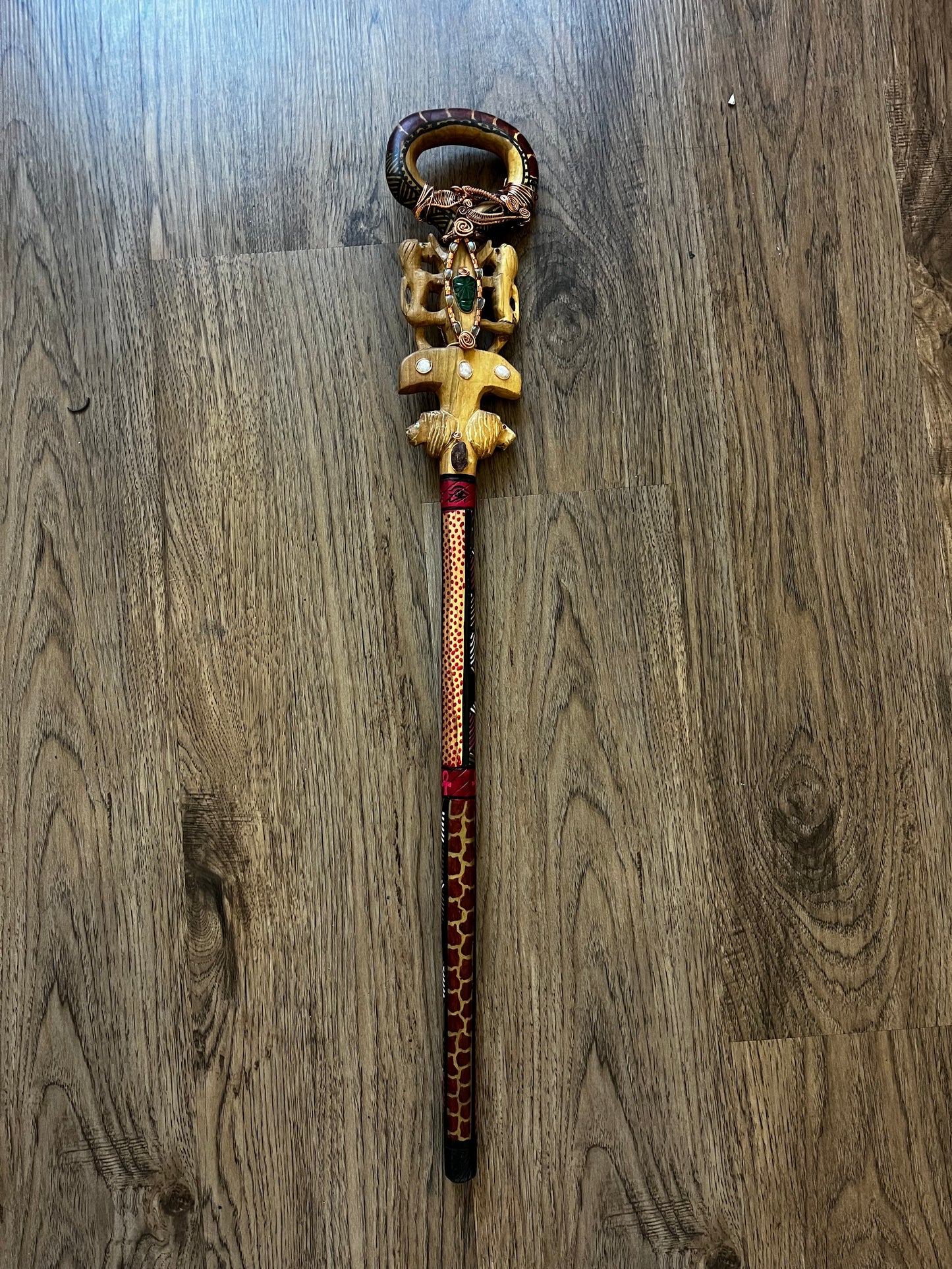 mahogany wood walking stick