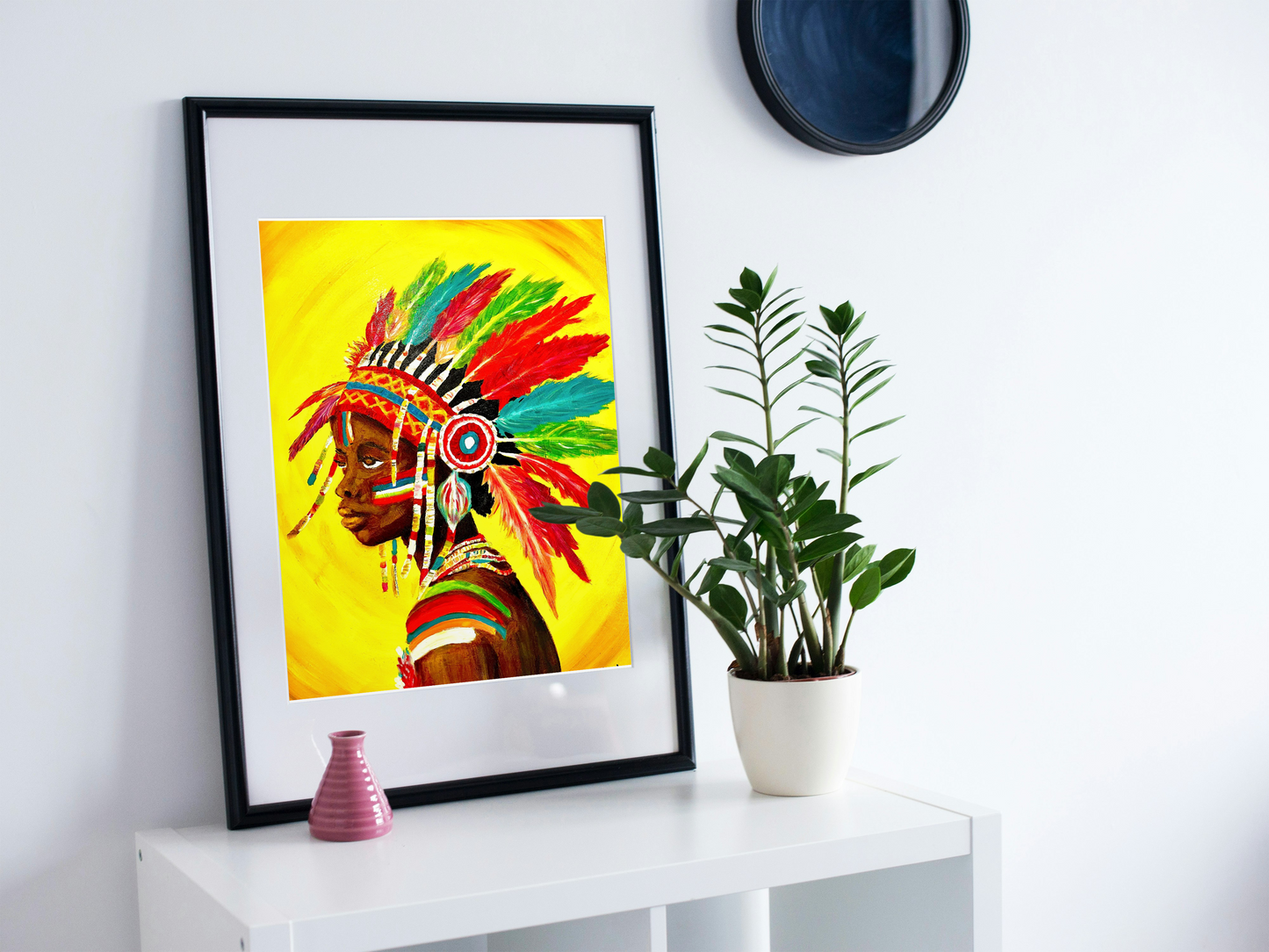 Afro- native girl Paper print