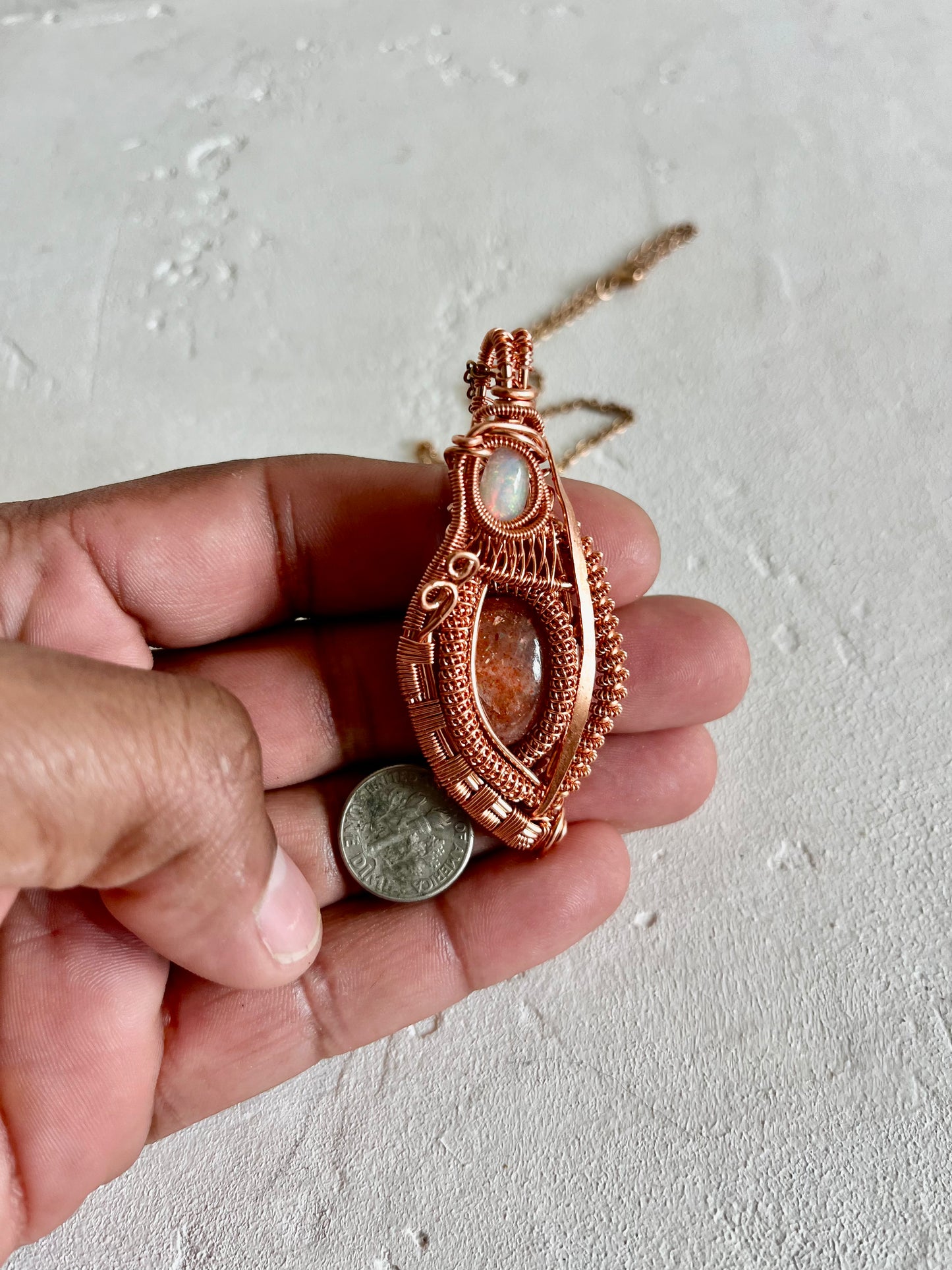 Opal and sunstone pendant