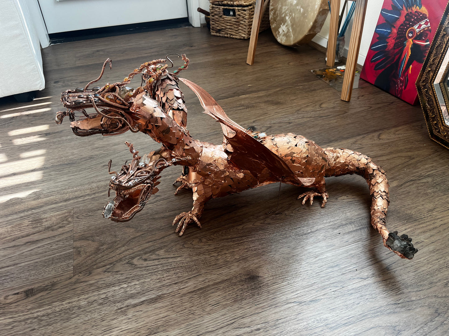 Copper dragon with crystals