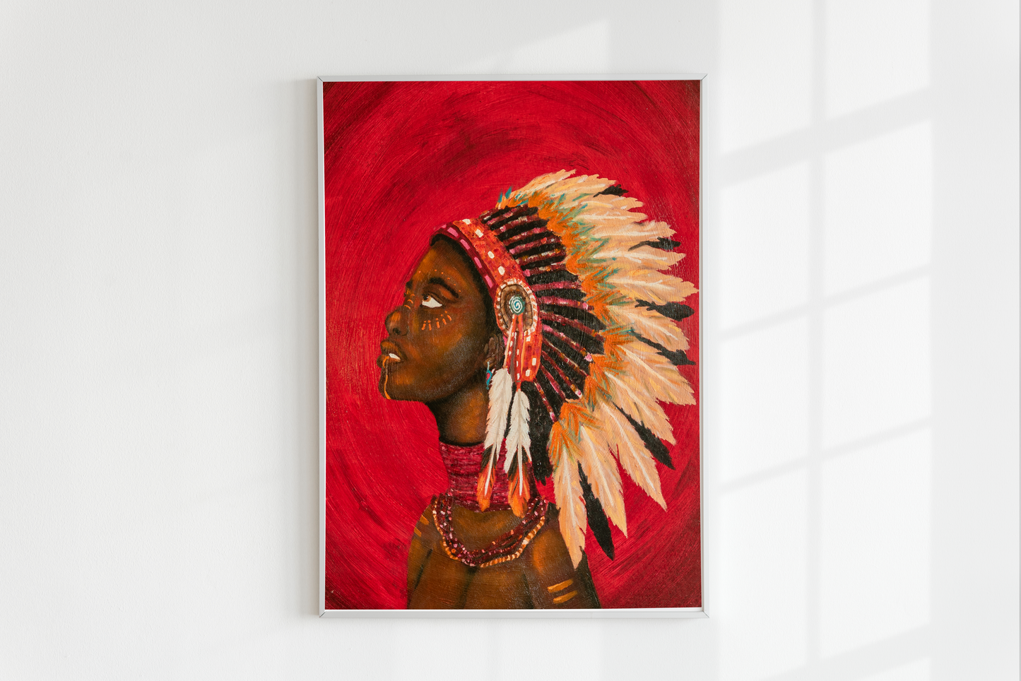 Warrior woman on canvas