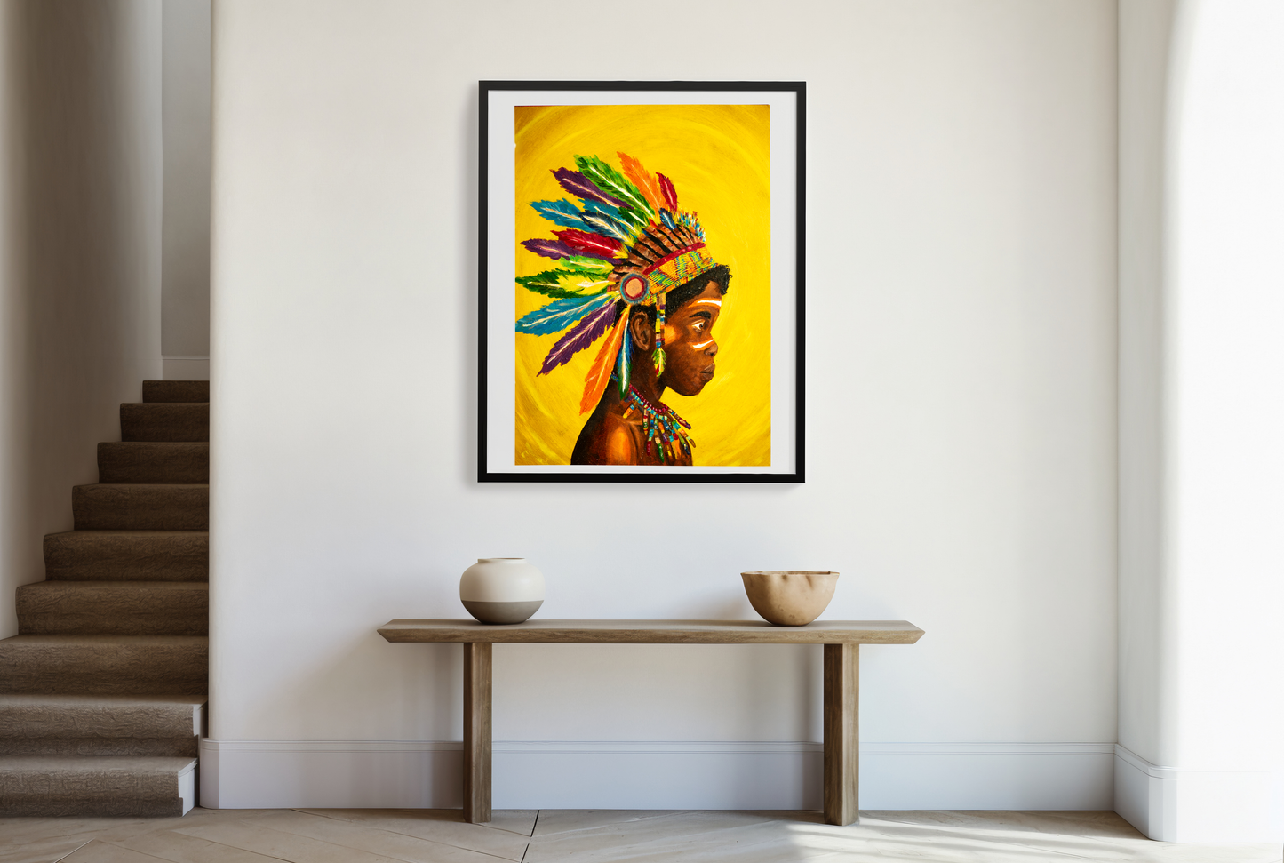 Afro Native boy on Canvas