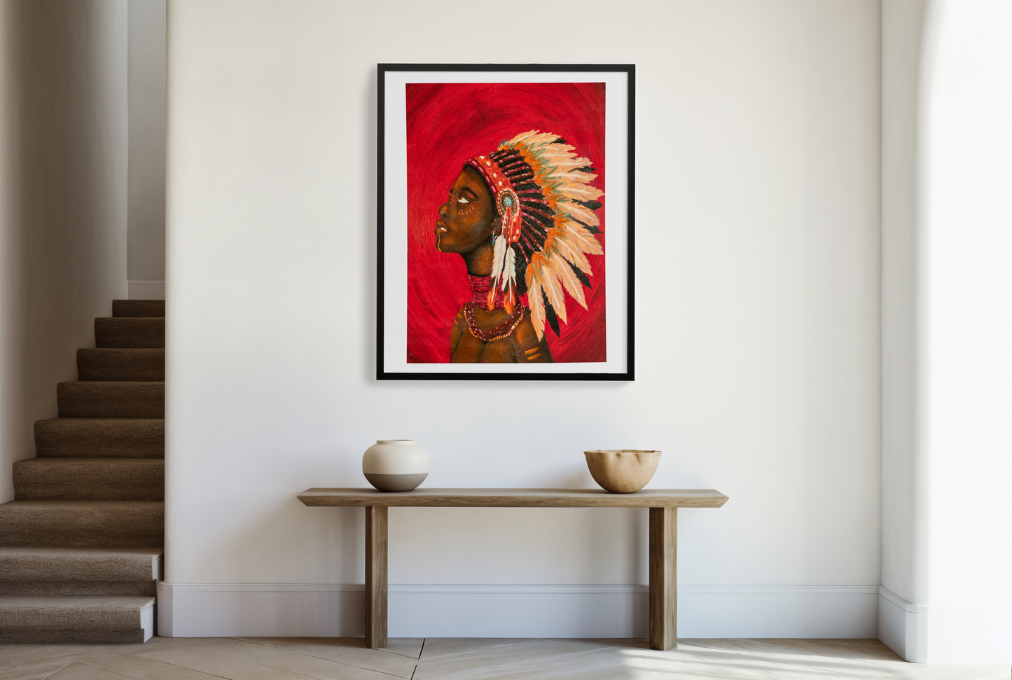 Warrior woman on canvas