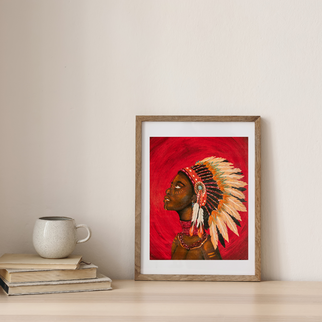 Warrior woman on canvas